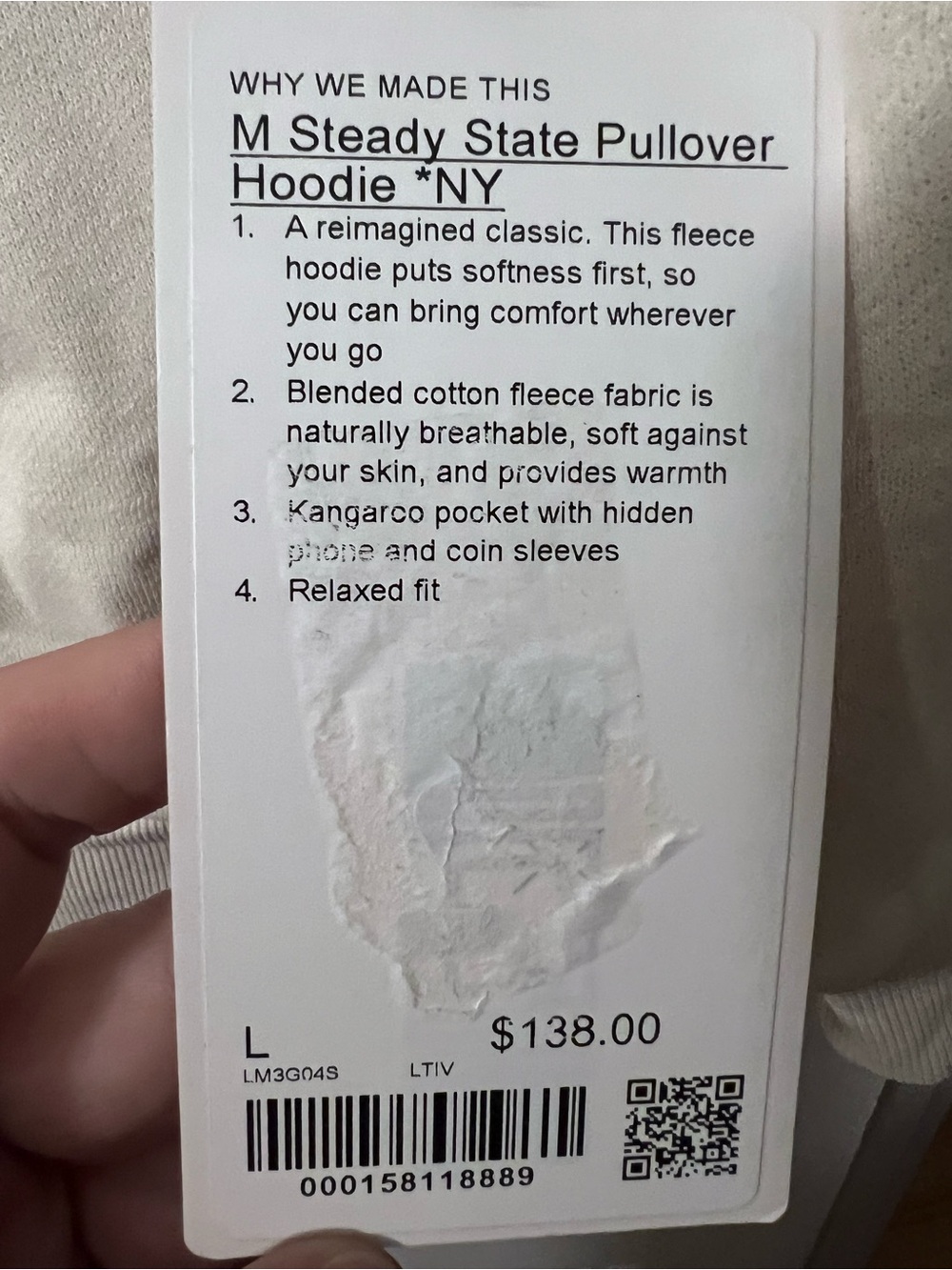 #506 NWT Lululemon Lunar New Year Steady State Hoodie Light Ivory Gold L - Picture 5 of 6